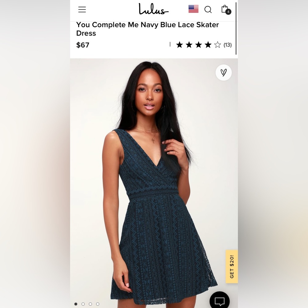 Lulus You Complete Me Navy Blue Lace Skater Dress brand NWT!